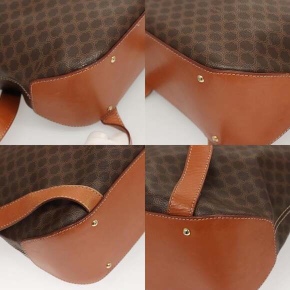 CELINE Macadam Canvas Backpack Pvc Leather Brown Gold - Picture 11 of 13